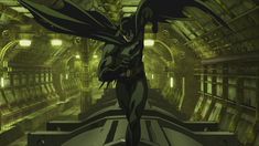 an animated image of a batman standing in a tunnel