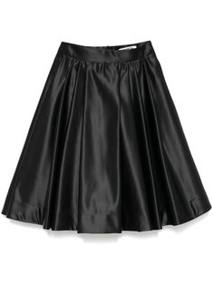 black duchess satin weave rear zip fastening pleat detailing tulle lining A-line straight hem mid-length Yoko London, Wardrobe Edit, Black Midi Skirt, Boots Fall, Exclusive Fashion, A Line Skirts, Jacket Tops, All Fashion, Denim Dress