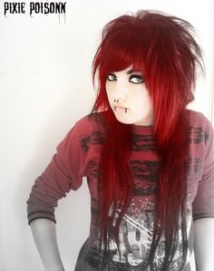 Scene Queen Hair, Scene Girl Hair, Medium Scene Hair, Red Scene Hair, Punk Tattoos, Long Scene Hair, Emo Scene Girls, Girl With Red Hair