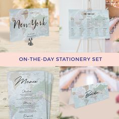 the wedding stationery set is ready to be used as seating cards and place cards