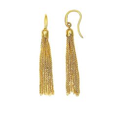 14 Karat Yellow Gold Fringe Earrings Saint Jewelry, Chain Fringe, Gold Fringe, Stay Gold, Tassel Drop Earrings, Italian Jewelry, Yellow Earrings, Fish Hook Earrings, Yellow Gold Earring