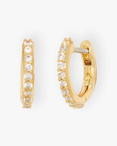 Tiny Twinkles Pavé Mini Hoops | Kate Spade New York Pocket Full Of Sunshine, Kate Spade New York, Twinkle Twinkle, Love A, Hair And Nails, Cubic Zirconia, Kate Spade, Jewelry Watches, Plating