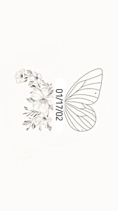 a drawing of a butterfly with flowers on it's wings and the words, i love