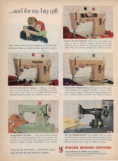 an advertisement for singer sewing machines from the 1950's, with instructions on how to use them