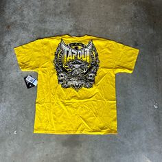 Brand New Condition No Flaws Y2k Yellow Outfit, Yellow Graphic Tee For Streetwear, Yellow Short Sleeve Streetwear Shirt, Yellow Short Sleeve Tops For Streetwear, Yellow Y2k Outfit, Tapout Shirt, Y2k Outfits Men, Yellow Y2k, Vintage Tee Shirts