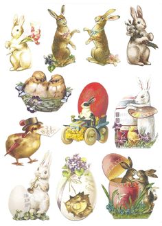 an image of easter bunnies and eggs