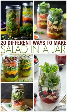 different ways to make salad in a jar