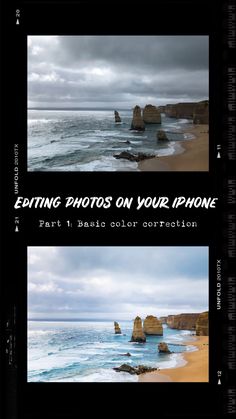 two pictures with the words editing photos on your iphone