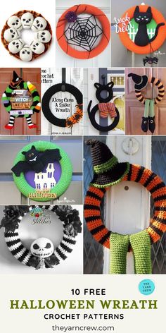 10 free halloween wreath crochet patterns for the front door and on the porch