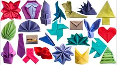 many different types of folded origami