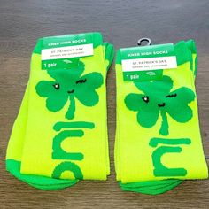 St Patrick's Day Lucky Knee High Socks 2 Pairs Nwt New Adult One Size Fits Most. Please See All Photos. Cute Green Socks For Stocking Stuffers, Dri Fit Socks, Cow Socks, Cuddle Duds, Black Opaque Tights, Womens Compression Socks, Womens Black Sweater, Wool Tights, Knit Tights