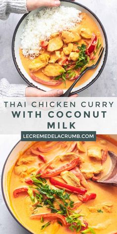 thai chicken curry with coconut milk in a bowl