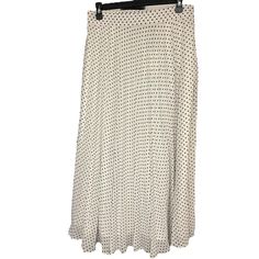 New With Tags Accordion Pleated Maxi Skirt. Off White/Black Mini Dot. Fully Lined. Recycled Polyester. Side Zip. Size 40/ Medium/8. White Pleated Maxi Skirt For Work, White Tiered Skirt For Workwear, White Tiered Skirt For Work, Pleated Maxi Skirt, Pleated Maxi, Black Polka Dot, Women Skirts Midi, Black Mini, Side Zip