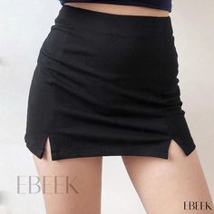 Ebeek - Seductive High-waisted Pencil Skirt with Side Slits, Elastic Waistband, and Body-hugging Fit Pencil Skirt Outfits Aesthetic, Hakama Trousers, Skirt Outfits Aesthetic, Short Pencil Skirt, Bodycon Mini Skirt, Midi Skirt Pattern, Bodycon Pencil Skirt, Pencil Skirt Outfits, Mini Pencil Skirt