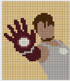 a pixellated image of a man holding a glove