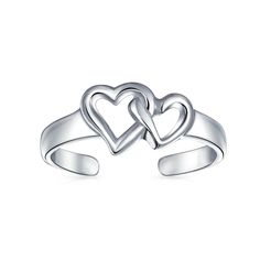 The interlocking heart motif on our sterling silver body jewelry is a super sweet look that will add a romantic polish to her look. Tell her that you love her with the gift of a double heart toe ring and give her a fashionable accessory that she can wear for those warm summer nights, along with her favorite sandals and maxi dress. This shiny and polished hearts midi ring is one stylish accent she will never want to take off. She can stack her newest sterling silver toe ring along with other favo Sterling Silver Midi Rings, Toes Ring Silver, Midi Rings Silver, Sterling Silver Toe Rings, Silver Bodies, Sterling Silver Stacking Rings, Silver Toe Rings, Heart Motif, Heart Shaped Jewelry