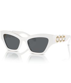 From Swarovski&#x2C; these women's sunglasses feature:Acetate frameCat eye shapeSolid lensRx ableNon-polarizedApprox. 53mm lens- 19mm bridge- 140mm templeImported. White Polarized Sunglasses For Evening, White Sunglasses With Gradient Lenses For Evening, Polarized White Cat Eye Sunglasses, Premier Jewelry, Eyewear Womens, Eye Shapes, Sparkling Crystal, Dillard's, Accessories Branding