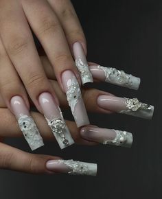 Bday Nails, Blush Nails, Nail Idea, Dope Nails, Long Nails, Manicure