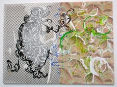 two pictures one with an animal and the other with abstract designs on it's sides