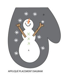 an image of a snowman in the shape of a letter d with snowflakes on it