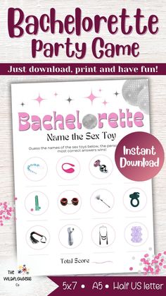 Looking for a fun and naughty bachelorette party game? Look no further than Name the Sex Toy! It will have everyone talking and laughing and it’s easy to play. This game is perfect for a bachelorette weekend, a hen do party or anytime you want to have some laughs with your friends. It’s easy just download it and print it out, and you're ready to go!