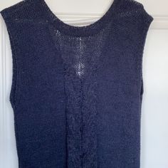 New Cyrus Navy Blue Sleeveless V-Neck Sweater. Hi Low Split Side Hem. Never Worn. Nwot V Neck Sweater, Layering Pieces, Vneck Sweater, Neck Sweater, Layering, Split, Sweaters For Women, Navy Blue, V Neck