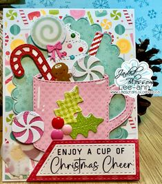 a cup of christmas cheer card made with stampin's candy canes and coffee