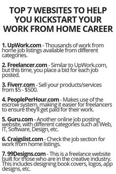 the top 7 web sites to help you kickstart your work from home career