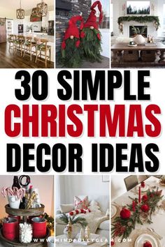 the cover of 30 simple christmas decor ideas