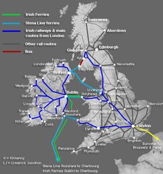 a map showing the major rail lines in europe