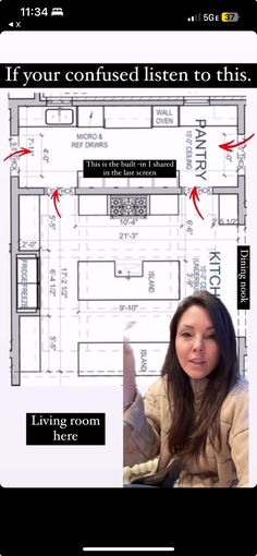 an image of a woman pointing at the floor plan