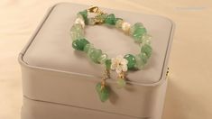 Green Crystal, Flower Charm, Green Crystals, Friendship Bracelet, Gemstone Bracelet, Bracelet Gift, Crystal Beads, Friendship Bracelets, Gemstone Beads