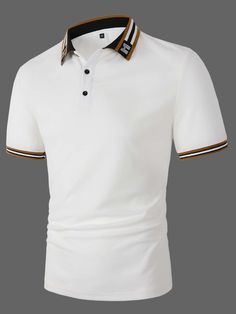 Devoluciones Gratis ✓ Envíos Gratis✓.Hombres Camisa polo ribete de rayas- undefined en SHEIN. Character Closet, Men's Wear, Men Tops, Pant Shirt, White Casual, Men Clothing, Polo Shirts, Dress Codes