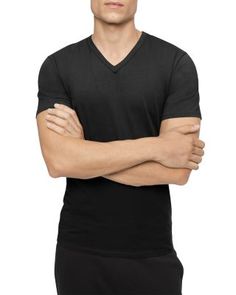 Calvin Klein Cotton Stretch Moisture Wicking V Neck Tees, Pack of 3 Moisture Wicking Fabric, V Neck Tee, Black Shorts, Black Tee, Moisture Wicking, Long Sleeve Tshirt Men, Calvin Klein, Moisturizer, Short Sleeves