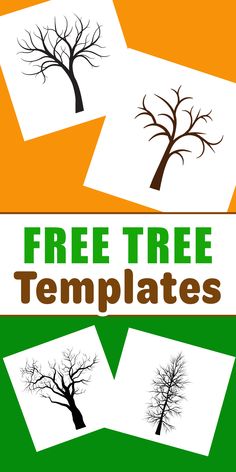 four tree templates with three different trees in the background