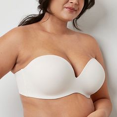 A strapless bra with maximum versatility, and silicone that helps it stay in place. Ideal for all your special events and off-the-shoulder tops.A bra that does it all, our convertible strapless bra by Ambrielle every day can be worn in 5 ways: classic, criss-cross, one-shoulder (left or right), or strapless. Silicone edges along the back of the cups ensure a stay-put fit for all your most versatile pieces.Provides Moderate CoveragePadding: Underwire For Shape And Support; Silicone Edges Along Ba Elegant Bra With Removable Pads And Adjustable Fit, Elegant Adjustable Bra With Removable Pads, Strapless Bras, Shoulder Tops, Left Or Right, Full Figured, Strapless Bra, 5 Ways, Criss Cross