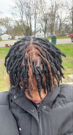 Colors To Dye Your Locs Men, Dreds Locs Men Dyed, Patch Dyed Locs, Black And Brown Dreads, Men Dyed Locs, Hair Twist Curls, Dreadlock Ideas, Dread Inspiration