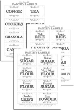 six labels for various types of teas