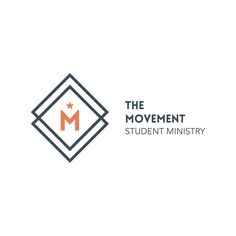 the movement logo with an orange and gray diamond in the center on a white background