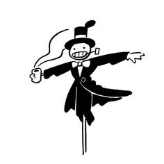 a black and white drawing of a magician