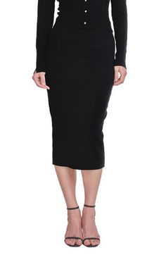 Update your midi skirt for sweater weather with this cozy knit version fashioned in a pencil silhouette. Pull-on style 90% rayon, 9% nylon, 1% spandex Hand wash, dry flat Imported Pencil Silhouette, Midi Pencil Skirt, Midi Skirt Pencil, Cozy Knit, A Pencil, Cozy Knits, Sweater Weather, Womens Bottoms, Pencil Skirt