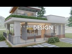 an image of a small house with the words house design on it's side