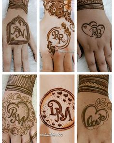 hendi designs for brides and grooms on their hands with the initials in arabic