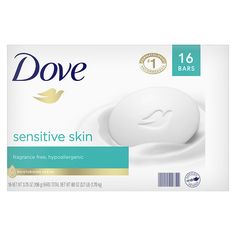 Dove Sensitive Skin Beauty Bar combines classic Dove cleansers and ¼ moisturizing cream in an unscented, hypoallergenic bar that’s gentle enough for sensitive skin. Dermatologist recommended and suitable for daily use, it can be used as a hand soap, gentle facial cleanser and body soap. Proper sensitive-skin care depends on having a cleanser that truly cares for your skin and won’t dry it out like an ordinary soap can. Washing with regular soap can cause skin to feel dry and tight. What makes Dove different? It’s the combination of gentle cleansers and moisturizing ingredients that help to nourish skin. With unscented, hypoallergenic cleansers and 1/4 moisturizing cream, Dove Beauty Bar can be used as a face cleanser, as well as a gentle cleanser for your body and hands, leaving you with i Dove Sensitive Skin, Dove Bar Soap, Dove Bar, Dove Beauty Bar, Dove Soap, Skin Bar, Foaming Body Wash, Dove Beauty, Gentle Facial Cleanser