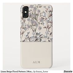 an iphone case with flowers on it and the name alm written in white letters