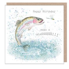 a birthday card with a fish jumping out of the water