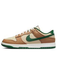 Nike Dunk Low 'Rattan Canyon Green' FB7160-231-KICKS CREW Green Dunks, Nike Air Dunk, Dunk Low Nike, Nike Fashion Shoes, Colorful Heels, Brown And Green, Urban Streetwear, Nike Dunk Low, Street Wear Urban