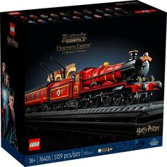 a lego hogwarts express train with harry potter on it