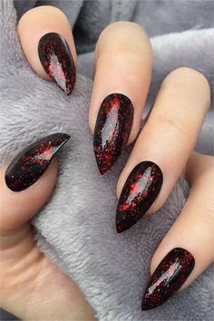 Matte Stiletto Nails, Black Gel Nails, Ombre Acrylic, Black Stiletto Nails, French Ombre, Stiletto Nail Art, Gel Nail Art Designs, Gothic Nails, Nail Art Gel