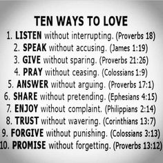 the ten ways to love written in black and white